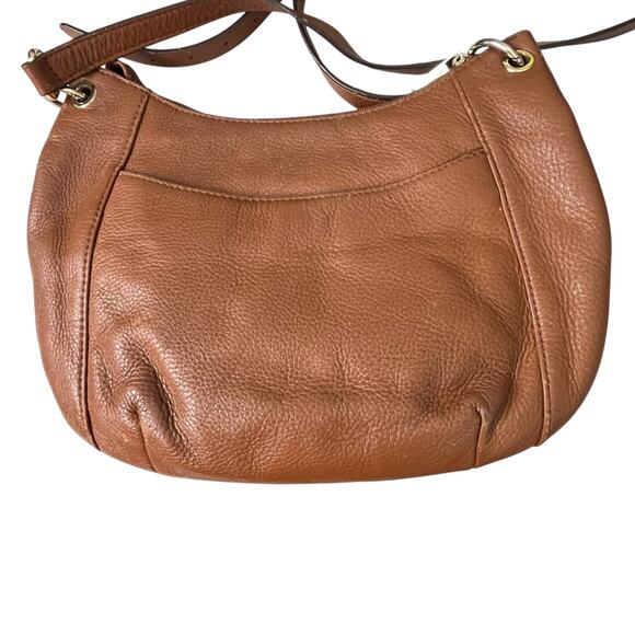 Michael Kors Crossbody Bag Pebbled Leather Fringe Tassel Gold Tone Hardware Logo - Picture 8 of 16